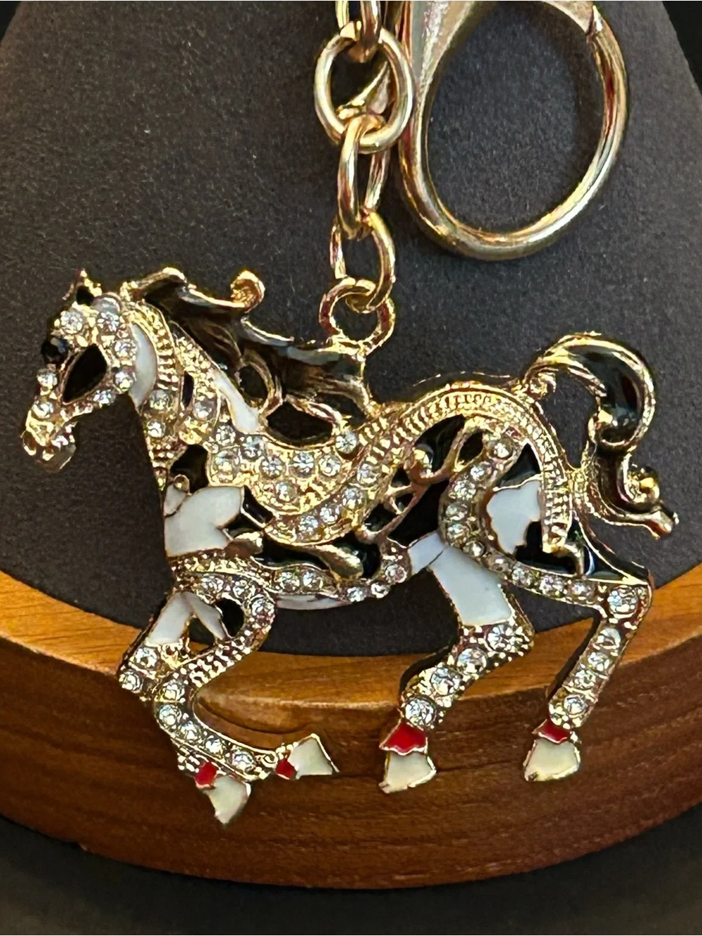 Gold or Silver Hardware w/Colorful Crystal Trotting Horse 🐎 Bag Charm Keychain